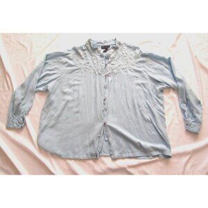 Vtg Women Willow Ridge 100% Rayon Embroidered Button Blouse Sz 3X (WB267)